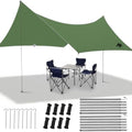 AYAMAYA Camping Tarp with Poles Heavy Duty, 10 x 10 FT Extra Large Waterproof Tarp Tent Awning, Hammock Rain Fly Sun Shelter for Camping, Beach, Picnic, Outdoor Activities