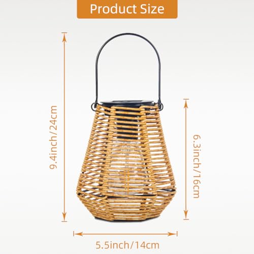 Solar Lanterns Outdoor Waterproof,Solar Lights for Outside Hanging Lights Outdoor Rattan Lantern Decoration for Garden, 2 Pack - style: Ranttan-1