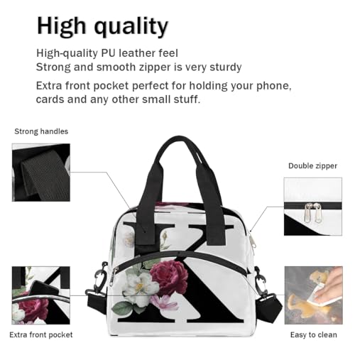 Letter K Insulated Lunch Bag for Women Men Reusable Waterproof Lunch Box Cooler Tote Bag One shoulder portable meal bag Portable Adult Lunchbox for Work Picnic Hiking Beach - color: Letter K