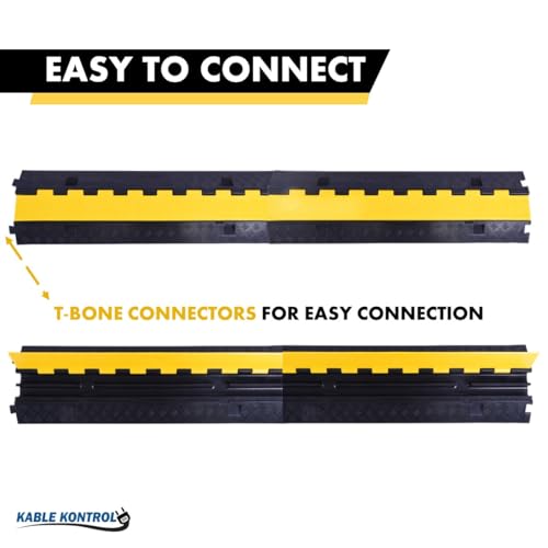 Kable Kontrol Atlas Heavy Duty Cable Protector Ramp - 2 Channel Bulk Wholesale Pallet - 10 Pcs - 40” Long Black & Yellow - 24,000 Lbs Capacity - Rubber Speed Bump Wire Protector Cord Cover - CP9987 - size: 2 Channel - 10 Units