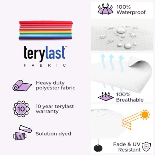 Midtown Umbrellas – The Swilt 8 Ft Patio Umbrellas with 360° Swivel & Tilt Mechanism, 8 Fiberglass Ribs & Terylast Polyester Fabric for Backyard, Deck, Pool & Cafes - Ivory Canopy, Black Pole - color: Terylast Ivory, size: 8 Feet