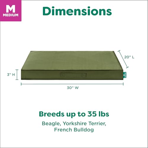 FurHaven Gridded Ripstop All-Weather Deluxe Orthopedic Mattress Pet Bed, Olivine, Medium - color: Olivine, size: Medium