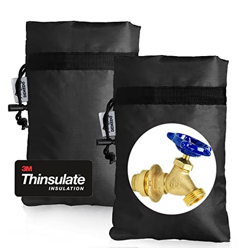 Enlarge Outdoor Faucet Cover for Winter Freeze Protection, 3M Thinsulate, 10”H x 6.3”W Hose Bib Covers for Wall Taps Outside, Waterproof & Frost Free Insulated Spigot Cover, 2 Pcs Faucet Socks - Black - color: Black, size: 6.3"W x 10"H (2pcs)