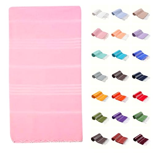 PARK&OZ Turkish Beach Towel – Oversized 100 Percent Cotton Quick Dry Absorbent Sand Free Blanket 72x40 XL Lightweight Pool Towel for Adults Women Men Sand Resistant Perfect for Travel (Baby Pink) - color: Baby Pink