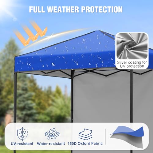 6x4 Pop Up Canopy Tent with One Wall Panel, Instant Portable Beach Canopy, Outdoor Tent with Carry Bag for Camping, Sports, Tailgating, Events, Blue - color: Blue, size: With One Wall