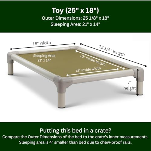 Kuranda Chewproof Elevated Pet Bed - Almond PVC - 25" x 18" - Cordura Nylon - Gold - color: Gold, size: 25" x 18" - Almond PVC
