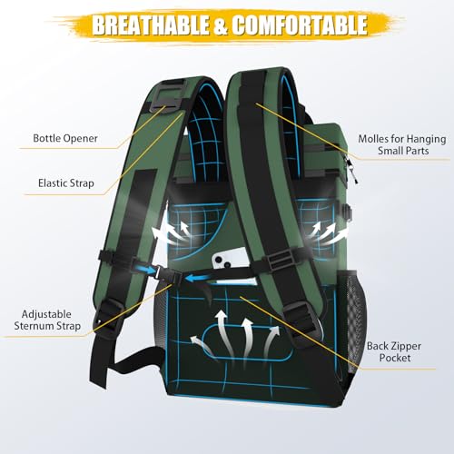 Backpack Cooler - AYAMAYA Upgrade Leakproof Cooler Backpack with Padded Top Handle, 40 Cans Large Waterproof Insulated Camping Coolers for Beach, Fishing, Picnic, Travel, BBQ - color: Green