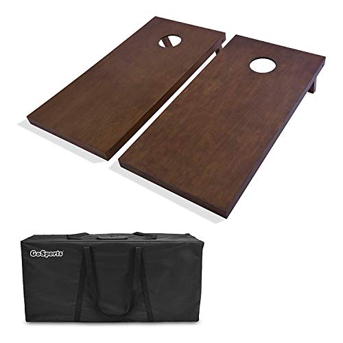 GoSports 4 ft x 2 ft Regulation Size Wooden Cornhole Boards Set with Dark Brown Finish - Includes Carrying Case - color: No Bean Bags, size: 4 ft x 2 ft