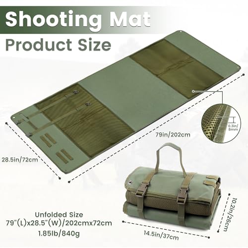 Shooting Mats Prone Padded,Extra Large Tactical Training Shooting Mat for Range Shooting & Hunting, Compact Foldable Water-Resistant Anti-Slip Base with Carry Strap Hunting Mat - color: Green