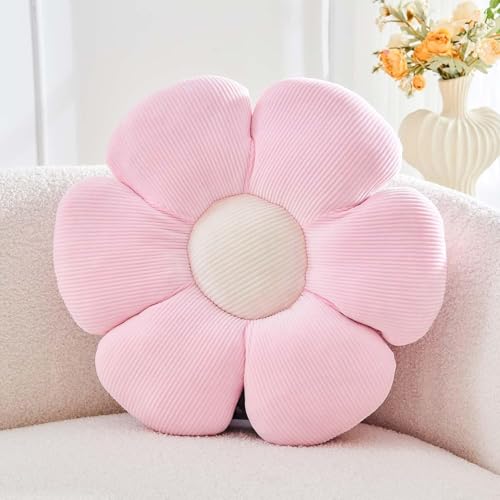 LEHU Flower Pillow, Flower Shaped Seating Cushion - Cute Daisy Floor Pillow for Girls Tweens Room Decor, Reading and Lounging Comfy, Down Cotton Fill, Light Pink, 19'' - color: Light Pink, size: 19''