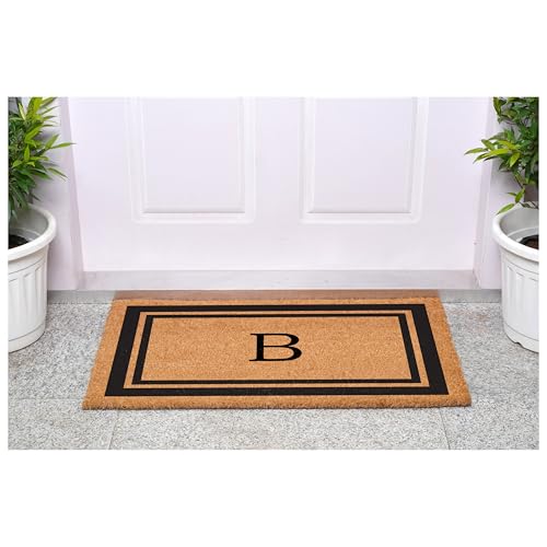 Calloway Mills 152962448 Black Border 24" x 48" Monogram Doormat (Letter B) - color: Letter B, size: 2' x 4' (Rectangular)