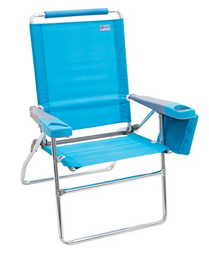 Rio Brands 17" Extended Height 4-Position Folding Beach, Camping, Lawn Chair, Turquoise - color: Turquoise, size: 1-Pack