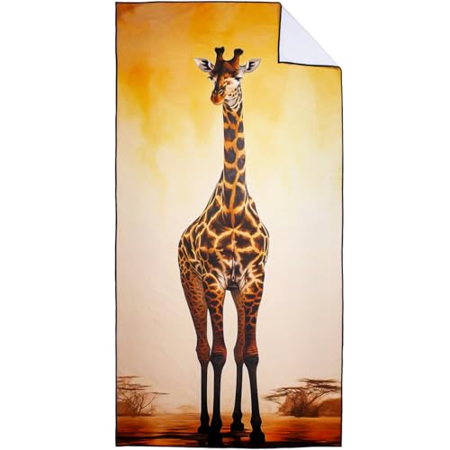Brown Giraffe Beach Towel Oversized 36" x 72", Thin Lightweight Sand Free Quick Dry Microfiber Towel for Swimming Pool Cruise Camping Travel - color: Color_10