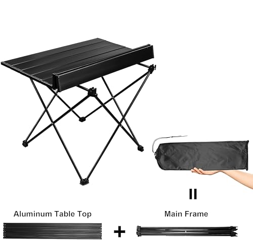Folding Camping Table – Ultralight Aluminum Portable Table for Camping, Hiking, Backpacking, Picnic, Beach, BBQ – Compact Lightweight Collapsible Travel Side Table for Outdoor, RV, (1)
