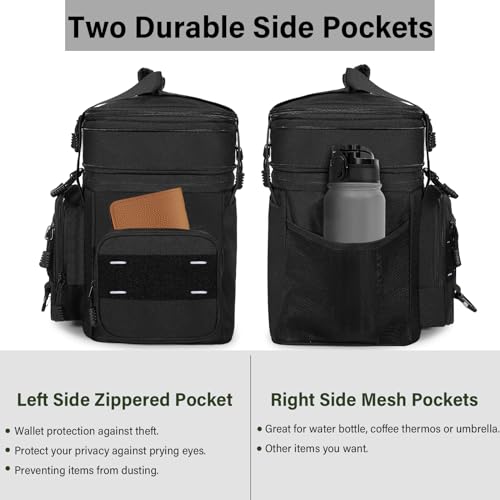 TENKIST Expandable Tactical Lunch Box, Large Insulated Lunch Cooler Bag Heavy Duty Leakproof Lunch Pail for Men Adults Work Office Outdoor Picnic Trips,16L,Black - color: A-Black, size: 16L