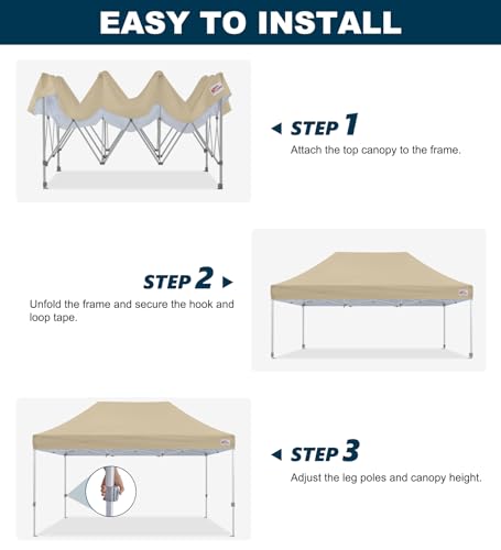 MASTERCANOPY Pop Up Canopy Tent Commercial Grade 10x15 Instant Shelter (Beige) - color: Beige, size: 10x15