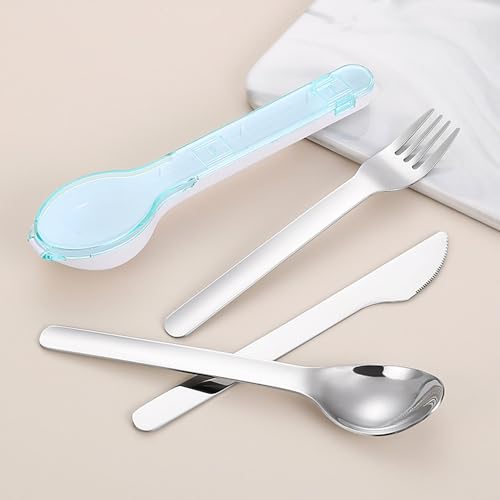 Travel Cutlery Set with Case Portable Silverware Utensils Set,ABS cutlery box, spoon and forkReusable Flatware Set Cutlery Set for Camping Picnic Hiking Office (green), 1, BXCJ01 - color: Green