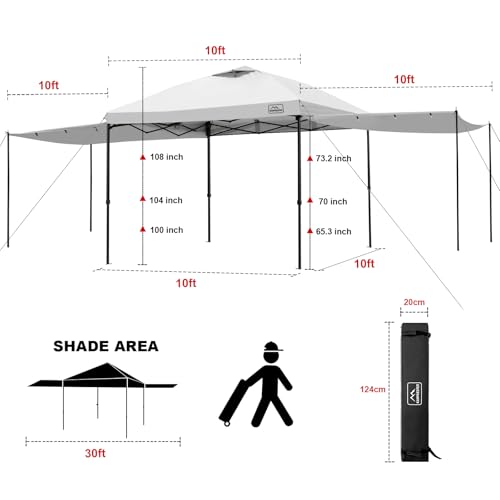 KAMPKEEPER 10x10 Easy Pop Up Canopy Tent with Sidewalls, Instant Outdoor Shade Shelter with Removable 10FT Sun Walls, Quick Setup Waterproof and UV-Resistant for Patio (White, 10x10FT with 2 sidewall) - color: White, size: 10x10ft With 2 Sidewall