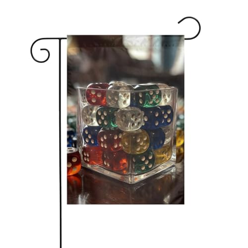 Games Dice Set Print Garden Flag 12" X 18" Double Sided Outdoor Yard Welcome Flag Lawn Flag Holiday Banner For Patio Party Farmhouse Decoration