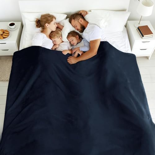 Oversized Blanket 120x120 Inches, Giant Huge Companion for Bed, Sofa, Travel and Camping, Extra Large Big Soft Blanket Fits The Whole Family and Outdoor Campaign, Navy - color: Navy
