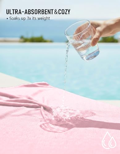 Yongoes Oversized Turkish Beach Towel Blanket Cotton Giant XL Sandproof Towels Huge Linen XXL Extra Large Big Throw Quilt Blankets for Adults Cloud Travel Camping Glamping Accessories Essentials - color: Pink, size: Extra Large 82"x88"（208x224cm）