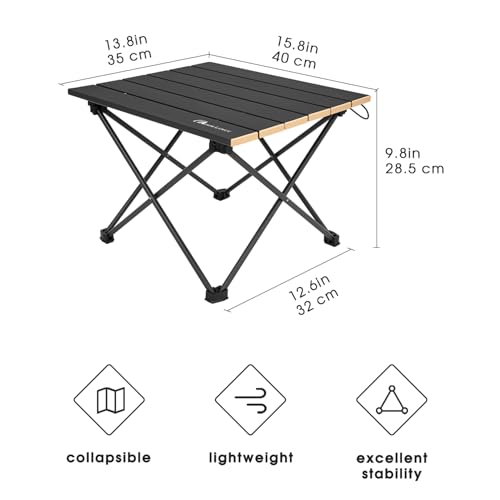 MOON LENCE Ultralight Folding Camping Table, Compact,Portable with Carry Bag, for Outdoor Cooking, Picnic, Camp, Boat, Travel (Black, Gold Side-S) - color: Gold, size: Small