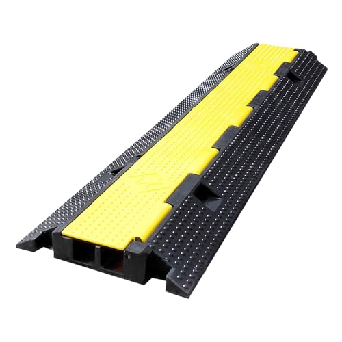 1 Pack Rubber Cable Ramp Hose Cable Protector Ramp 2 Channel 22000Lbs Load Capacity Traffic Speed Bump Wires Power Lines Extension Cord Cover for Indoor Outdoor - color: 22000Lbs-2Channel-1Pack