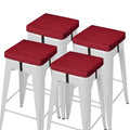 AddGrace Anti-Slip Bar Stool Cushions Square Bar Stool Seat Cushions with Ties Set of 4 Small Square Chair Pads with Machine Washable Cover 12"X12"X2" (Red) - color: Red