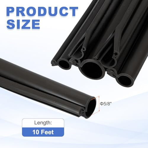 MECCANIXITY 10ft Cable Management Sleeve, 5/8 Inch ID Flexible Cord Wires Hider Cover Insulation Snap-fit Protector for Substation, High-Voltage Electrical Networks, Black - size: 5/8 Inch