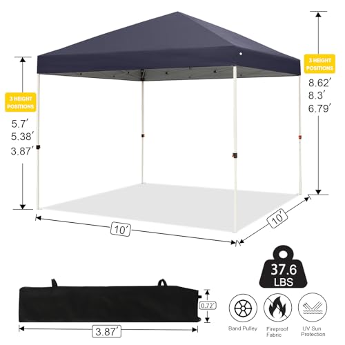 Northroad 10x10ft Pop Up Canopy, Popup Outdoor Canopy Tent with Wheeled Carrying Bag,Portable Gazebo Shelter for Patio,Deck,Garden,Beach（Dark Grey） - color: Dark Grey, size: 10x10