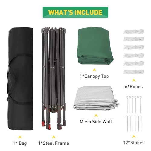 Takywep 13x13 ft Outdoor Gazebo Pop Up Canopy Tent, Heavy Duty Metal Frame, Double UV Protection, Privacy Screen Curtain, 3-Height Adjustable, Wheeled Bag & Ground Stakes for Backyard Patio Greenbeige - color: Green