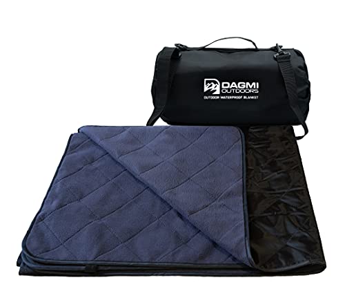 Waterproof Outdoor Blanket Large Fleece Camping & Stadium Blankets for Cold Weather. Perfect for Outdoors, Car, Dogs, Boat, Picnic. Windproof, Extra Warm, Machine Washable. - color: Black