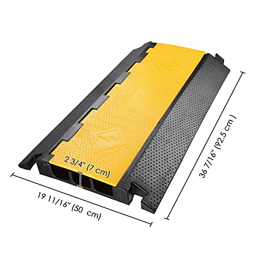 Yescom Cable Ramp Protector 3 Channel Garden Hose Protecitive 44000 Lbs Load Capacity Heavy Duty Speed Bump for Road Driveway Walkway - size: 2.8"H - 3 Channel