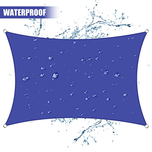 Neween Sun Shade Sail Rectangle Canopy, Waterproof & UV Block Sunshade for Outdoor Patio Lawn Beach Garden Carport Backyard Deck Pergola (13'x16', Blue) - color: Blue, size: 13'x16'