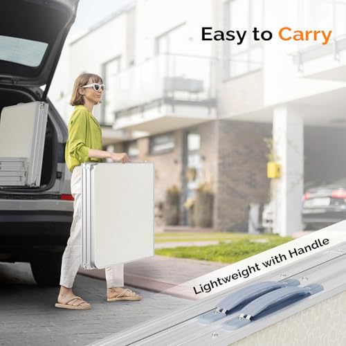 VINGLI 6ft Folding Camping Table with Carry Handle,Portable Utility Table Multipurpose for Party Picnic Tailgating Outdoor Patio Garden Indoor Kitchen … - color: White, size: 6ft
