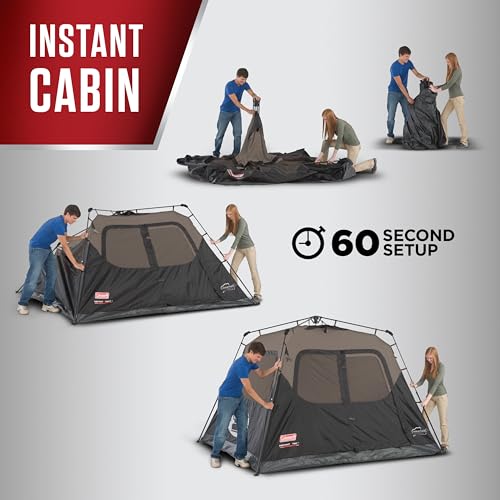 Coleman 4/6/8/10 Person Instant Camping Tent with 1-Minute Setup, Large Family Tent with Pre-Attached Poles, Air Vent, & Carry Bag, Sets Up in About 60 Seconds - size: Pfas-free, style: 6-person