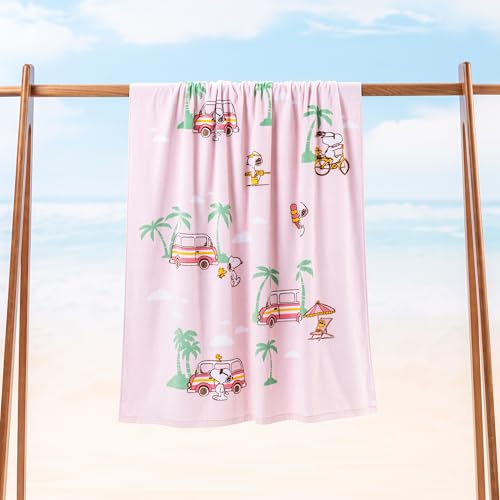 Berkshire Peanuts® Snoopy Beach Towel — 100% Cotton Pool & Beach Towel, Absorbent, Quick-Drying & Sand-Free, 36'' × 72'', Snoopy's Beachy Roadtrip More Color - color: Snoopy's Beachy Roadtrip More Color