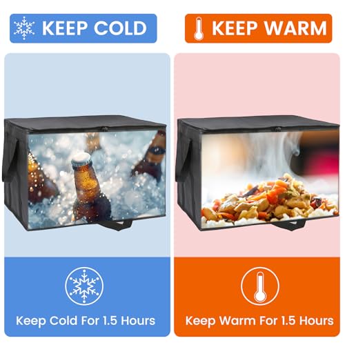 Bodaon 2-Pack Insulated Food Delivery Bag With Hard Bottom, XL Cooler Bags, Rideshare Delivery Bag, grocery bags Cold/Hot Styrofoam Carrier for Travel/Shopping/Catering/Car