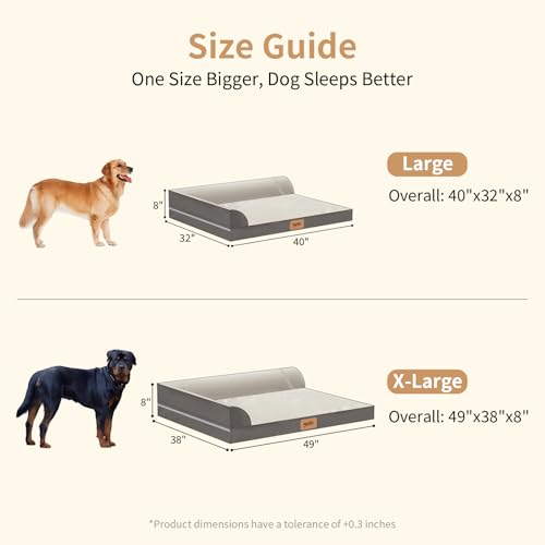 Large Dog Bed with Cooling Gel Memory Foam, Orthopedic Waterproof Pet Bed with Washable Cover & Non-Slip Bottom, Cooling Dog Couch Bed, Size: 40"*31.9 "8.1" - size: Large