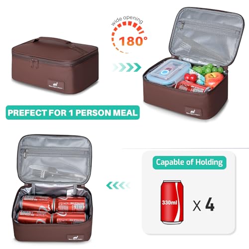 NOL Natural Organic Lifestyle Insulated Lunch Bag for Adults – Compact Cooler Lunch Box with Food-Grade Lining, Waterproof Lunch Bag for Work, Travel | Portable Thermal Meal Tote with Handle, Coffee - color: Coffee, size: Small (4.5 Liters)