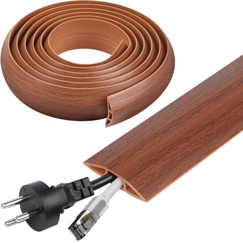 10 FT Floor Cord Cover, Cord Covers for Wires on Floor, Cord Protector, Floor Cable Cover, Hide Extension Cord Covers for Floor, Cable Cavity: 0.47" (W) x 0.29" (H) - Brown - size: Brown-10ft