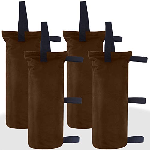 ABCCANOPY Canopy Weights Set of 4-120LBS Sand Bags for Pop up Tent, Weight Bags for Outdoor Gazebo, Trampoline, Pergola, Brown (Without Sand) - color: Brown, size: 120lbs