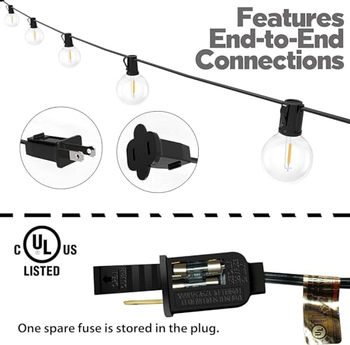 Lampat String Lights, LED 25Ft G40 Globe String Lights with Bulbs-UL Listd for Indoor/Outdoor Commercial Decor (75 FT) - size: 75 FT 75 Light Bulbs