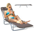 Majnesvon Folding Chaise Lounge Chair, Pool Sun Tanning Chair, Outdoor Lounge Chair with 5-Position Reclining Back, Breathable Mesh Seat, Headrest for Beach, Yard, Patio(Brown) - color: Brown