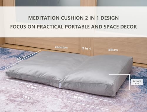 Meditation Cushion,Velvet Meditation Pillow and Zabuton 2-in-1 Portable Design(50 * 70CM). (Light Gray, Service H：9cm) - color: Light Gray