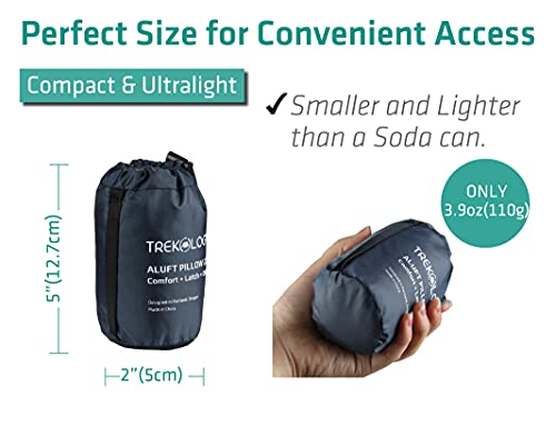 TREKOLOGY Ultralight Inflatable Camping Travel Pillow - ALUFT 2.0 Compressible, Compact, Comfortable, Ergonomic Inflating Pillows for Neck & Lumbar Support While Camp, Hiking, Backpacking - color: Black
