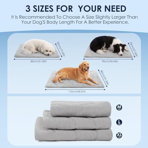 ASENKU Dog Cooling Mat, Portable & Durable Cooling Mat for Dogs, Summer Anti-Slip Breathable Cooling Bed for Small-Medium Dogs up to 35 lbs (French Bulldog, Beagle, Corgi), 32x20 inches, Grey Wave - color: Grey, size: Medium