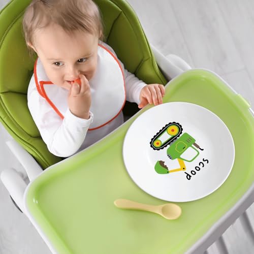 4 Set 10 Inch Construction Truck Plates Melamine Construction Truck Dinnerware Set Reusable Baby Shower Vehicle Melamine Plate Dishwasher Safe for Toddlers Creatively Drop Resistant Cute Plastic Dish - style: Construction Truck