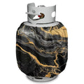 Rv Propane Tank Cover Black Gold Gas Tank Covers Protective Covers for Grill, Travel Trailer RV and Outdoor Use Windproof Weatherproof Gas Carrier - color: Black Gold