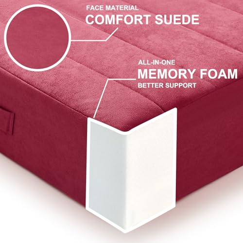 JKMAX 2 Pcs High Density Foam Floor Pillow - Upgraded Large Pillows Seating for Adults - Outdoor Floor Cushion with Soft Tufted Cover - Yoga Pillows for Sitting On Floor - 22 Inch Burgundy - color: Burgundy, size: 2 Counts